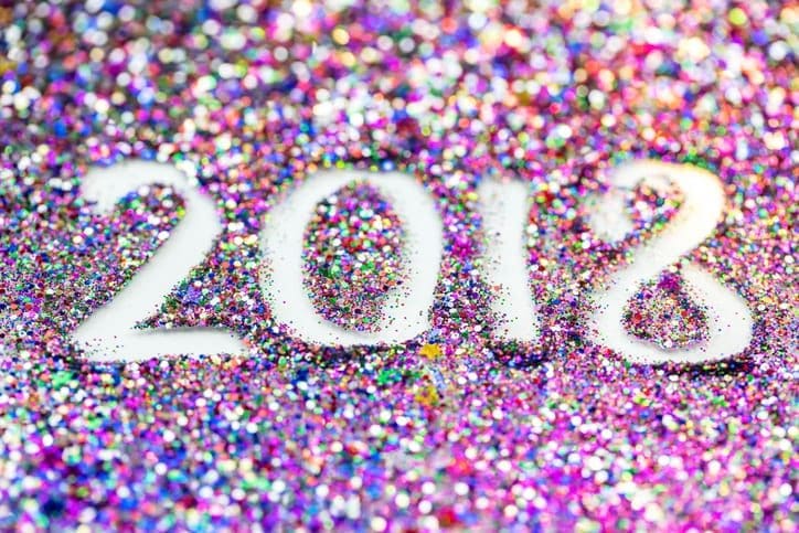 2018 Happy New Year background Multicoloured  glitter